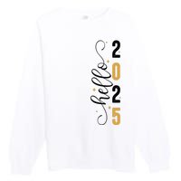 Hello 2025 New Year Front Back Design Premium Crewneck Sweatshirt