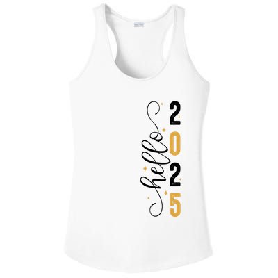 Hello 2025 New Year Front Back Design Ladies PosiCharge Competitor Racerback Tank