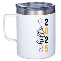 Hello 2025 New Year Front Back Design 12oz Stainless Steel Coffee Mug