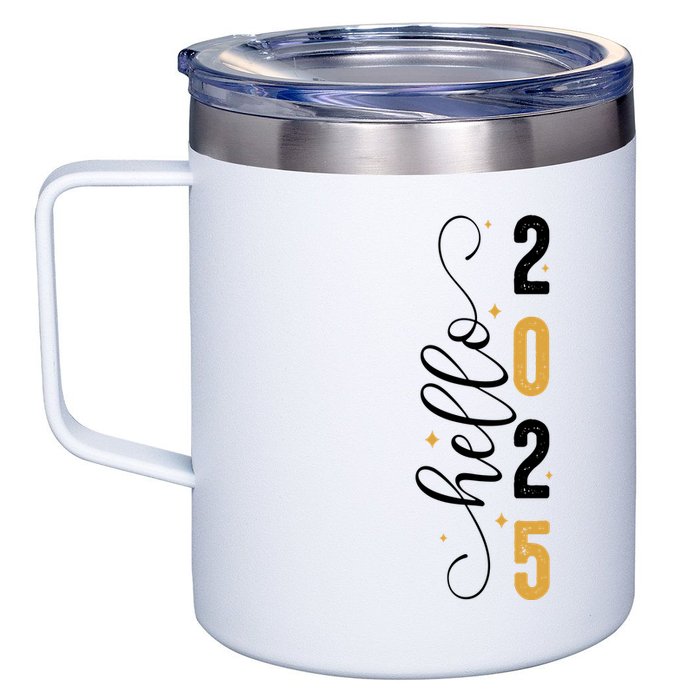 Hello 2025 New Year Front Back Design 12oz Stainless Steel Coffee Mug