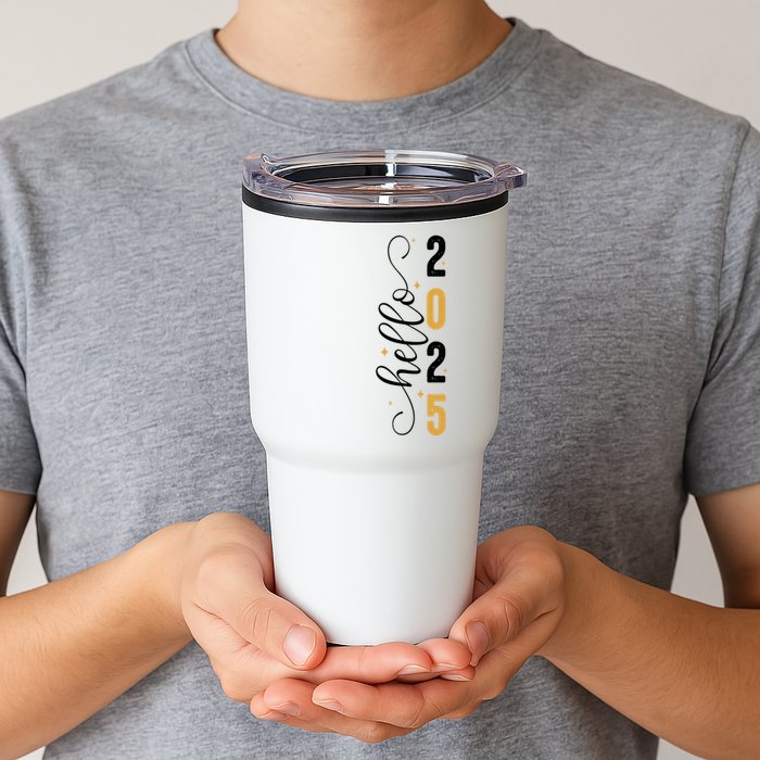 Hello 2025 New Year Front Back Design Tumbler