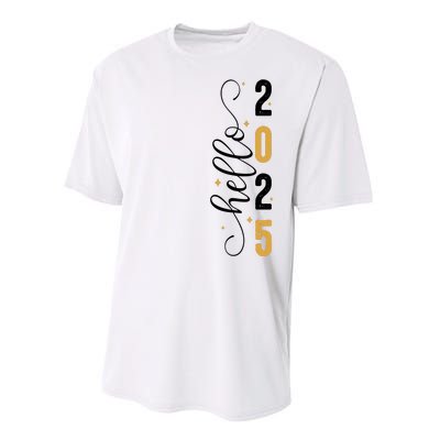 Hello 2025 New Year Front Back Design Performance Sprint T-Shirt