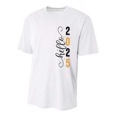 Hello 2025 New Year Front Back Design Youth Performance Sprint T-Shirt