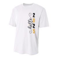 Hello 2025 New Year Front Back Design Youth Performance Sprint T-Shirt
