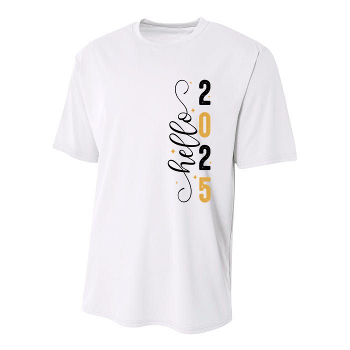 Hello 2025 New Year Front Back Design Youth Performance Sprint T-Shirt