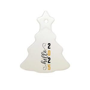 Hello 2025 New Year Front Back Design Ceramic Tree Ornament