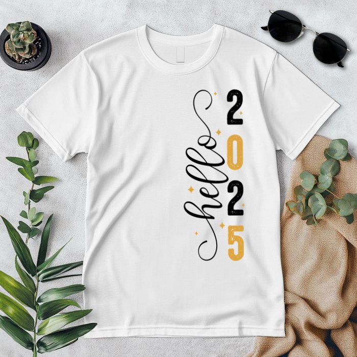 Hello 2025 New Year Front Back Design Premium T-Shirt