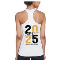 Hello 2025 New Year Front Back Design Womens Tank Top