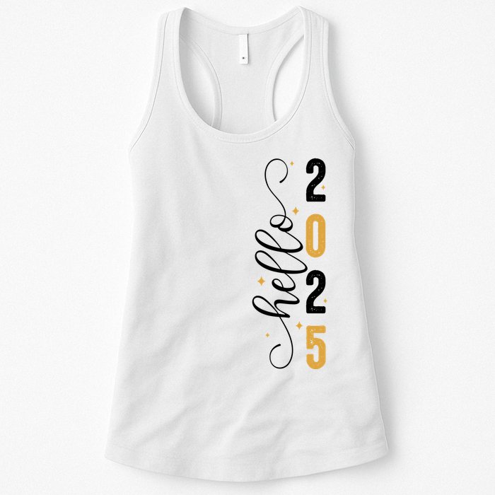 Hello 2025 New Year Front Back Design Womens Tank Top