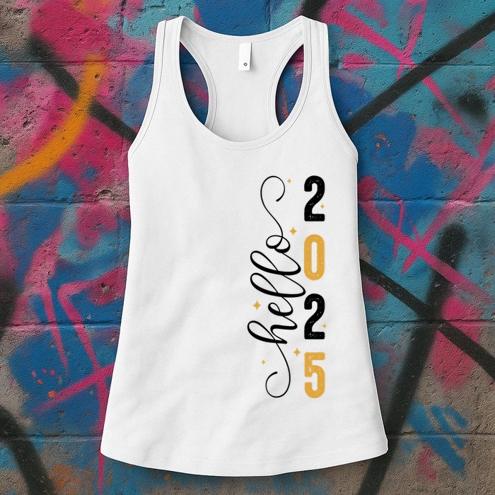 Hello 2025 New Year Front Back Design Womens Tank Top
