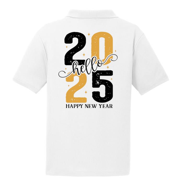 Hello 2025 New Year Front Back Design PosiCharge RacerMesh Polo