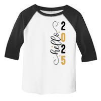 Hello 2025 New Year Front Back Design Toddler Fine Jersey T-Shirt