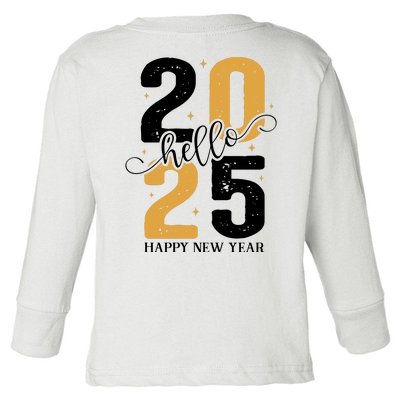 Hello 2025 New Year Front Back Design Toddler Long Sleeve Shirt