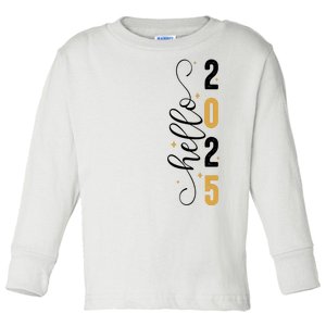 Hello 2025 New Year Front Back Design Toddler Long Sleeve Shirt