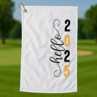 Hello 2025 New Year Front Back Design Golf Towel