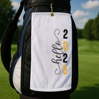 Hello 2025 New Year Front Back Design Golf Towel