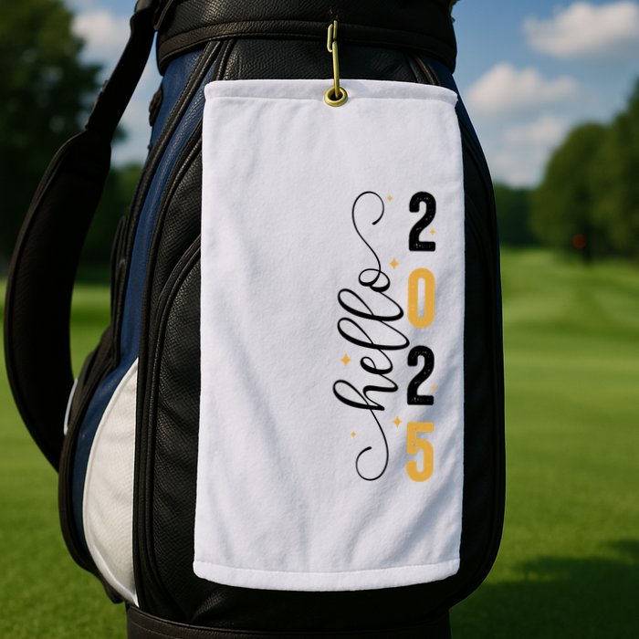 Hello 2025 New Year Front Back Design Golf Towel
