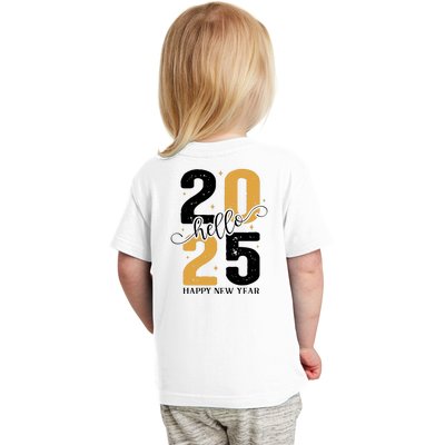 Hello 2025 New Year Front Back Design Toddler T-Shirt