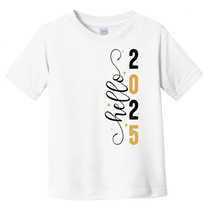 Hello 2025 New Year Front Back Design Toddler T-Shirt