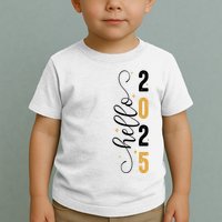 Hello 2025 New Year Front Back Design Toddler T-Shirt