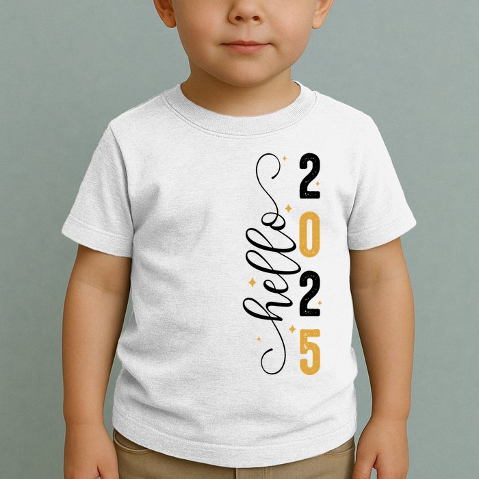 Hello 2025 New Year Front Back Design Toddler T-Shirt