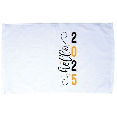 Hello 2025 New Year Front Back Design Microfiber Hand Towel