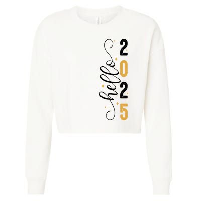 Hello 2025 New Year Front Back Design Cropped Pullover Crew