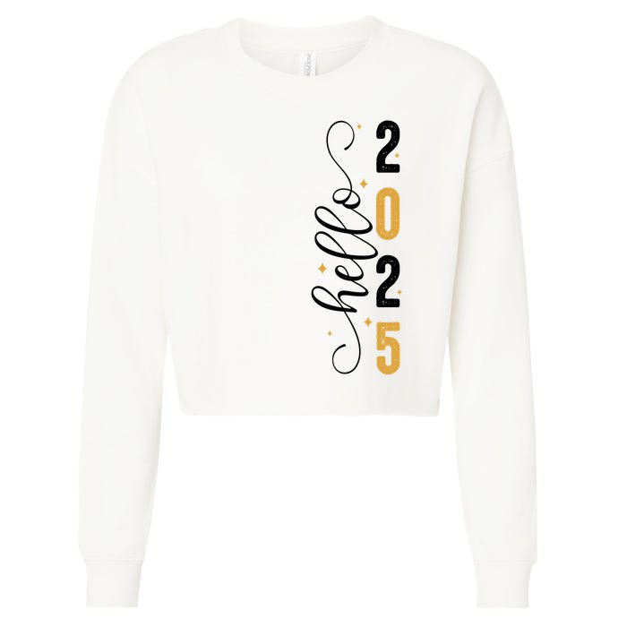 Hello 2025 New Year Front Back Design Cropped Pullover Crew