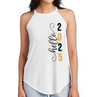 Hello 2025 New Year Front Back Design Women's Perfect Tri Rocker Tank