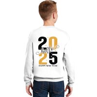 Hello 2025 New Year Front Back Design Kids Sweatshirt