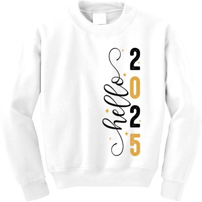 Hello 2025 New Year Front Back Design Kids Sweatshirt