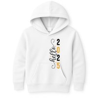 Hello 2025 New Year Front Back Design Kids Hoodie