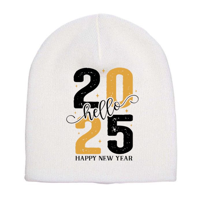 Hello 2025 New Year Front Back Design Short Acrylic Beanie