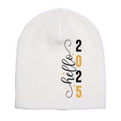 Hello 2025 New Year Front Back Design Short Acrylic Beanie
