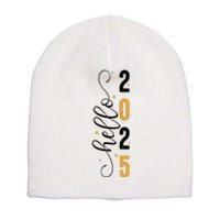 Hello 2025 New Year Front Back Design Short Acrylic Beanie