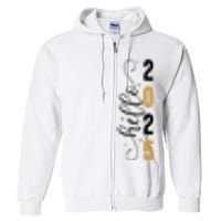 Hello 2025 New Year Front Back Design Full Zip Hoodie