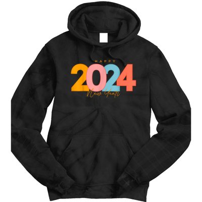 Happy 2024 New Years Eve Party Supplies 2024 Happy New Year Tie Dye Hoodie