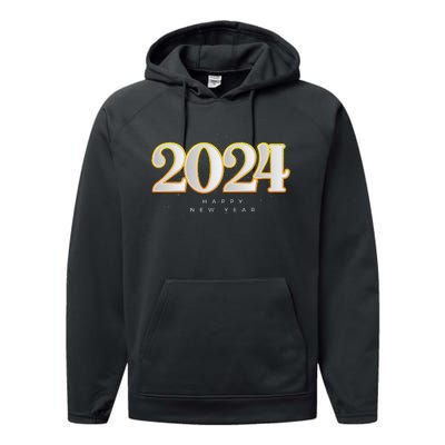 Happy 2024 New Years Eve Party Supplies 2024 Happy New Year Performance Fleece Hoodie