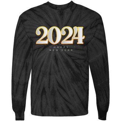 Happy 2024 New Years Eve Party Supplies 2024 Happy New Year Tie-Dye Long Sleeve Shirt