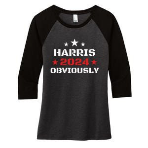 Harris 2024 Obviously Women's Tri-Blend 3/4-Sleeve Raglan Shirt