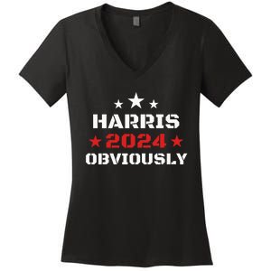 Harris 2024 Obviously Women's V-Neck T-Shirt