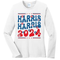 Harris 2024 President 47 America Usa Election Democrats Ladies Long Sleeve Shirt