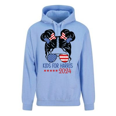 Harris 2024 President Girl Messy Bun American Flag Unisex Surf Hoodie