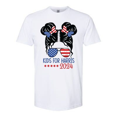 Harris 2024 President Girl Messy Bun American Flag Softstyle CVC T-Shirt