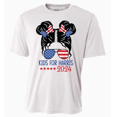 Harris 2024 President Girl Messy Bun American Flag Cooling Performance Crew T-Shirt