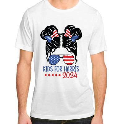 Harris 2024 President Girl Messy Bun American Flag Adult ChromaSoft Performance T-Shirt