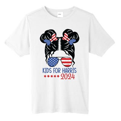 Harris 2024 President Girl Messy Bun American Flag Tall Fusion ChromaSoft Performance T-Shirt