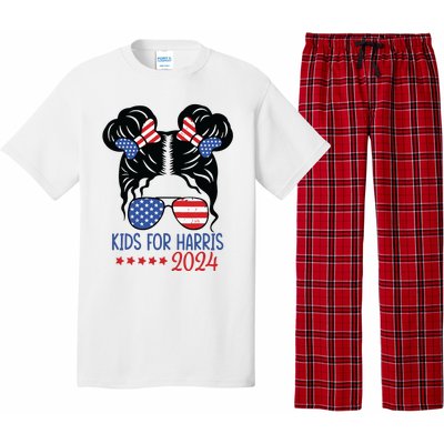 Harris 2024 President Girl Messy Bun American Flag Pajama Set