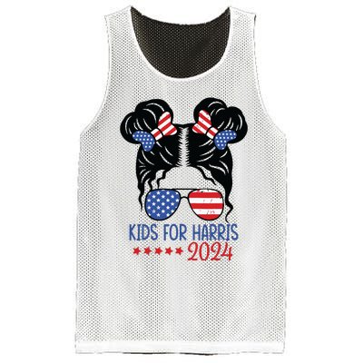 Harris 2024 President Girl Messy Bun American Flag Mesh Reversible Basketball Jersey Tank