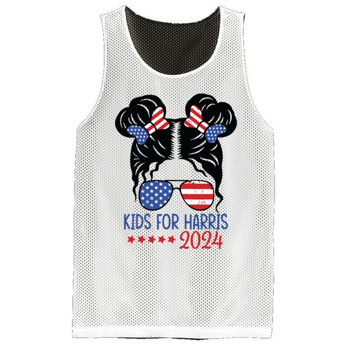 Harris 2024 President Girl Messy Bun American Flag Mesh Reversible Basketball Jersey Tank